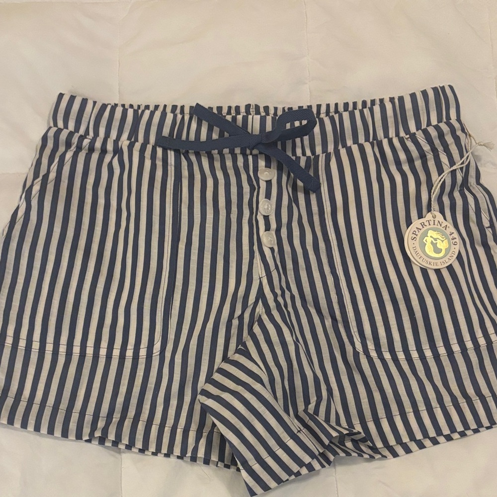 Spartina 449 Winnie Drawstring Short - Navy and White Striped Shorts